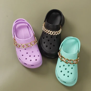Gruaja e Fëmijët Dhurata e Vetme e Shitjes Zinxhir Croc Këpucë Charms Ari u Rrit Diamond-montuar Pajisje Jibz Për Croc Clogs Këpucëve Dekorata