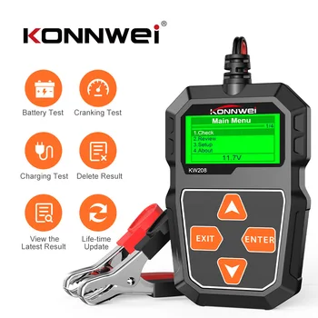 KONNWEI KW208 12 Bateri Makine Kontrollor 100 për 2000CCA 12 Volt e Baterisë dhe Mjete për Makinë të Shpejtë Cranking Akuzuar Mjet Diagnostik