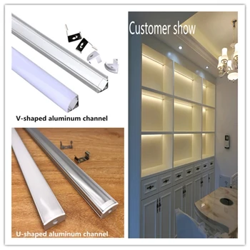 LED alumini channel 0.5 m, për 3528 5630 5050 LED shirit U/V formë e UDHËHEQUR alumini channel mbuluar milk bardhë/transparente të mbuluar
