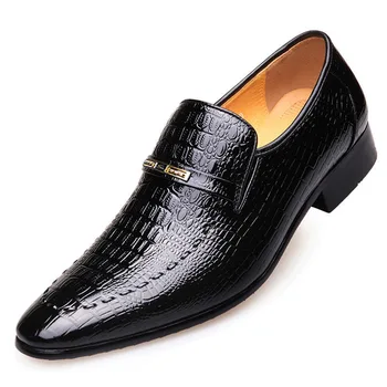 Lëkure Këpucë Mens PU Luksoze Krokodili Modelin e Njerëzve të Biznesit të Vishen Këpucë Rastësor Sociale Këpucëve Mashkull Dasmës Këpucë Zapatos Hombre