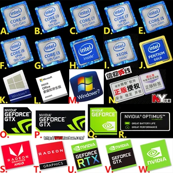 Me Cilësi të lartë Win10 Intel Core i5 i7 i9 CPU Geforce GTX RTX Desktop, Laptop Celeron Xeon Pentium Procesor Gjemb Etiketë decal