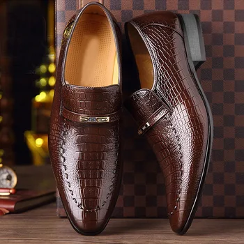 Mens PU Lëkure Këpucë Luksoze Krokodili Modelin e Njerëzve të Biznesit të Vishen Këpucë Rastësor Sociale Këpucëve Mashkull Dasmës Këpucë Zapatos Hombre