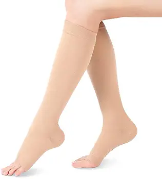 Mjekësore Viç Compression Pak Venat me variçe Formësimin e Diplomuar Presion më Pak Elastike Hapur Gishtin Gju Lartë Stockings S-XL