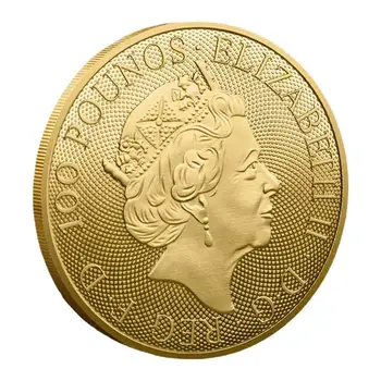 Monedha përkujtimore në BRITANI Mbretëresha e Mbretërisë së Bashkuar Suvenire Elizabeth II Monedha Përkujtimore Britanik Ari Ose Argjendi Shënjat 10 Kafshët