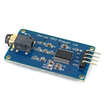 MP3 modul UART Kontrollit Serial MP3 Player me Kufje Prodhimit Kryetarit MicroSD Card Shëndoshë Kryetarit Modul për Arduino