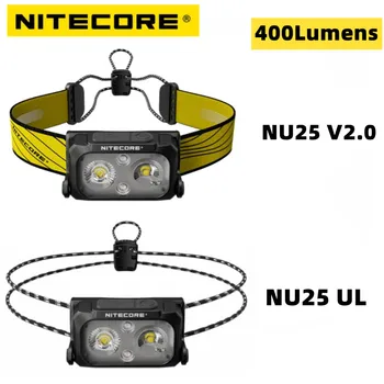 NITECORE NU25 UL V2 Rechargeable Headlamp 400Lumens Dyfishtë rreze të Pajisur qendër të vëmendjes floodlight Ultra i Lehtë Headlight Fanar