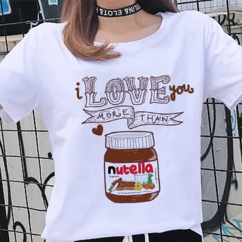 Nutella Harajuku Estetike T-shirt Gratë Qesharake të Shtypura Grafike të Rastit të Bardhë T shirt 2020 Verore të Modës e Madhe madhësia Tshirt Rrobat