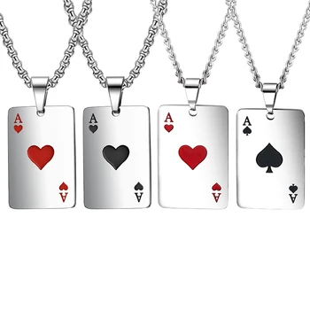 Punk Stile Të Luajnë Poker Card Varëse Gjerdan Burra Djem Hip Hop Lucky Ace E Maç Bukuri Gjerdan Për Burrat, Gratë Çift