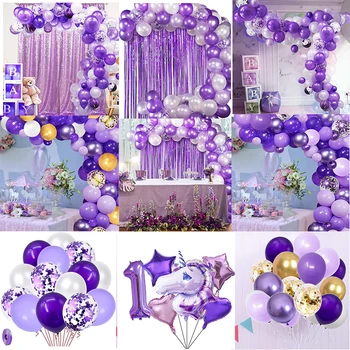 Purple Balona Kurorë Arch Karikimi për të Purpurt vallë buallin Ditëlindjen Temën e Dasmës Baby Dush Diplomimit të Partisë Sfond Dekorata