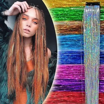 Re Shkëlqim Flokëve Tinsel Rainbow Vezullim Shirita Me Ngjyrë Fillesat Vajzat Headwear Hairbinges E Flokëve Lazer Rremë Zgjerimet E Flokëve Decors