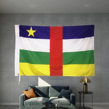 Republika Qendrore E Afrikës Afrika E Flamurit Kombëtar Grafik Porosi Të Shtypura Flamurin Poliestër Bosht Të Mbuluar Bronzi Grommets Të Projektimit Në Natyrë