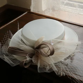 Retro Dasmës Kapele Gratë Bowknot Neto E Bardhë Të Nusërisë Dasmës Accessorie Nuset Fascinator Dasmës Hat