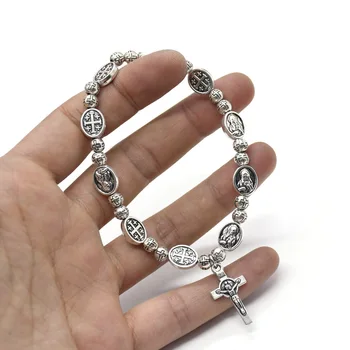 Retro Metalike Beaded Kryq Varëse Rosary Shtrirje Litar Byzylykë Në Kyçet E Krishterë Katolike Fetare Rrathë Bizhuteri Dhe Aksesorë Dhurata
