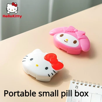 Sanrio Kawaii Hello Kitty Ime Melodi E Mjekësisë Kuti Të Bukur Cartoon Udhëtimit Portativ Pilulë Kuti Pilula E Magazinimit Të Të Jap Kutinë Në Shtëpi Furnizime