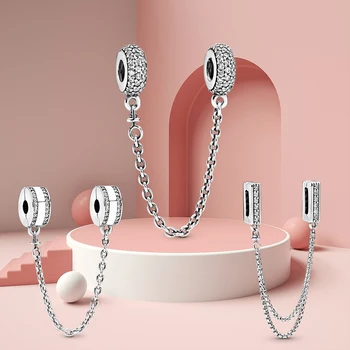 Shitje të nxehtë 925 Argjendi Sigurinë e Zinxhirit Bukuri Bead Përshtaten Origjinale Pandora Byzylyk Varëse DIY Bizhuteri Për Gratë