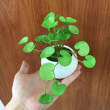Simulimi Lule Të Rreme Ivy Gjethe Artificiale Bakrit Monedhë Bar Të Gjelbër E Bimëve Desktop Bonsai Bimët Në Shtëpi Dyqan Zyra Dekor Asnjë Pots