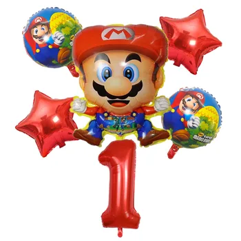 Super Mario Partisë Numri Balona Vendosur Cartoon Ditëlindjen Alumini Tullumbace Anime Shifrat Lodrat Fëmijët Ditëlindjeje Dhurata, Dekorata