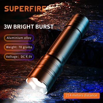 SuperFire Mini flash dritë Feneri Led S3-Një Varg të Gjatë Zoom kalli dritë pathyeshëm taktike pishtar të Përdorni 18650/AAA bateri