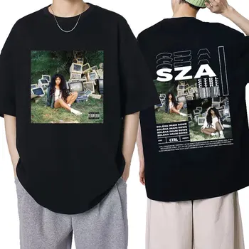 SZA Ctrl Album Muzikë të Mbuluar Print T-Shirt Burra Gra Vintage T Shirt të Tepërt Verore Pambuku Rastësor Estetike Bluza Streetwear
