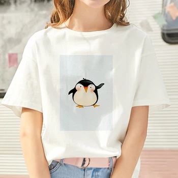 T-shirt Femrat kawaii penguin Shtypur Verës Hollë Seksion Krye Femra Veshje T shirt Gratë Harajuku Bardhë Mëngë të Shkurtra Tshirt