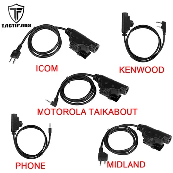 Taktike PTT U94 V2 Kufje Përshtatës për Icom / Kenwood / Midland / Motorola Talkabout / Mobile Telefon Ushtarake Kufje U174 plug