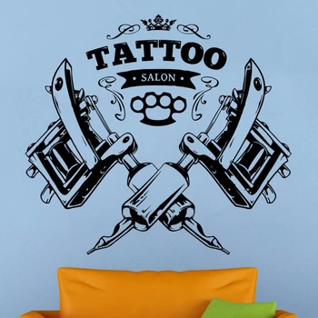 Tatuazh Sallon Mur Afishe të Lëvizshëm Vinyl Dyqan Tatuazh Logon e Murit Stickers për Tatuazh Sallon Dritare Design Dekor Je Decals G668