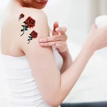 Tatuazh Tatuazh Gjemb i papërshkueshëm nga uji për Gratë e Përkohshme Tatuazh të Përkohshëm 3D Afishe të Artit Trupit Dhuratë Tatuazhet Flutura u Ngrit Lule Fea