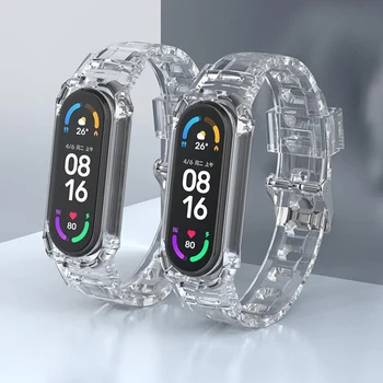 Transparente Byzylyk për Xiaomi Mi Band 7 NFC watchband miband 6 Breathable Dore akullnajë smartwatch correa mi grupi 5 4 3 Rrip