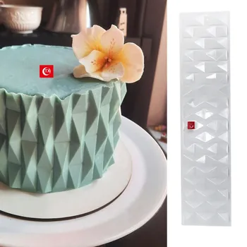 Transparente Plastike Origami 3D Raundin e Trekëndëshit Mus Myk Tortë Fondant Tortë Kufitare DIY Pjekje Tortë Klishe Cake Ujdisje Mjet