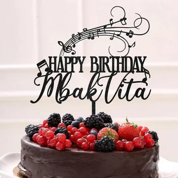 Të reja Muzikore Shënim Tortë Topper Ari Akrilik Temë Muzikë Happy Birthday Cake Topper për fëmijë Ditëlindjen e Muzikës Partisë Cake Dekorata