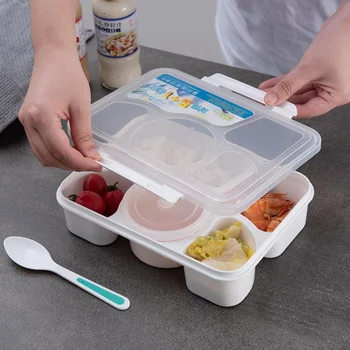 Të Veçantë Drekë Kuti Me 5 Compartments Portativ Bento Kuti Lunchbox Leakproof Rast Ushqimit Enë Furrë Me Mikrovalë Dinnerware