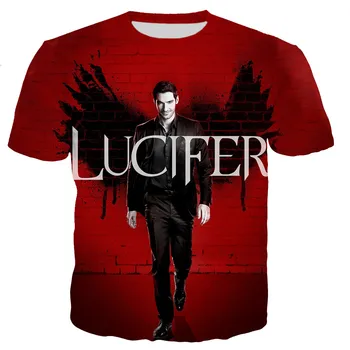 Verë Burrat/gratë TV Seri Luciferi 3D Printimi T-shirt të Modës Rastësor Harajuku Stil T Shirt Streetwear Krye