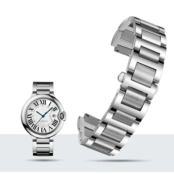 Watchband për Cartier Blu Tullumbace Rrip Çelik të Ngurta të Shikojnë Me Ngritura Byzylyk të Shikojnë Pajisje Zëvendësimin Band