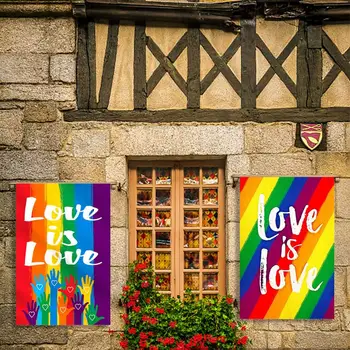 Ylberi LGBT Outdoor Kopshti Oborr të Ndritur të Bukur Rainbow Dekorative Flamuri i DASHURISË ËSHTË DASHURIA