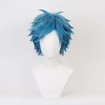 YUI TAMURA Parukë Blu të Shkurtra Sintetike, Cosplay Wigs Rezistencë për Ngrohje Anime Partiake Wigs